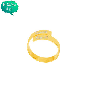 14, 22 Ayar Altın İsimli Tel Yüzük - İsimli Altın 