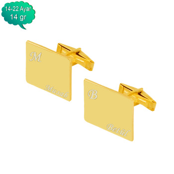 14, 22 Ayar Altın Kişiye Özel İsimli Kol Düğmesi - İsimli Altın 