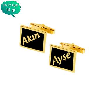 14, 22 Ayar Altın Mineli İsimli Kol Düğmesi - İsimli Altın 