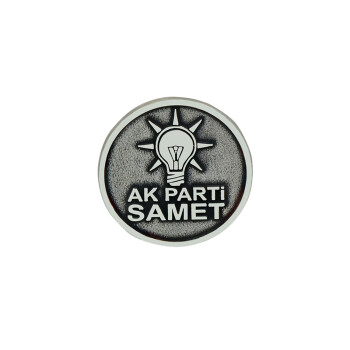 Gümüş Ak Parti Logolu İsimli Yaka Rozet - 3