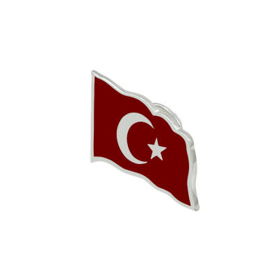 Gümüş Ay Yıldızlı Bayrak Rozet - 1