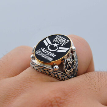 Gümüş Ayyıldız Uzman Çavuş İsimli Yüzük - Kamer Gümüş