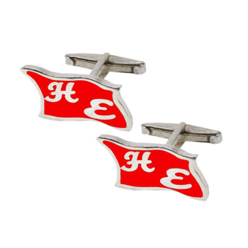 Gümüş Bayrak Desenli Harfli Kol Düğmesi - Kamer Gümüş