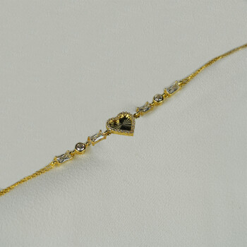 Gümüş Beyaz Taşlı Kalemli Kalpli Bileklik - Kamer Gümüş