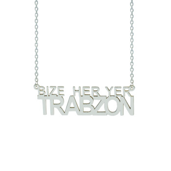 Gümüş Bize Her Yer Trabzon Yazılı Kolye - 2