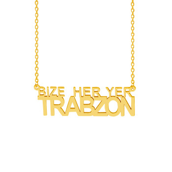 Gümüş Bize Her Yer Trabzon Yazılı Kolye - 1