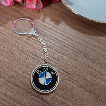 Gümüş BMW Logolu Dönerli Mineli İsimli Anahtarlık - 5