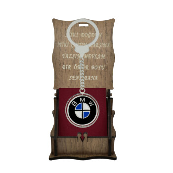 Gümüş BMW Logolu Dönerli Mineli İsimli Anahtarlık - 6