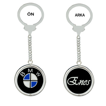 Gümüş BMW Logolu Dönerli Mineli İsimli Anahtarlık - 1
