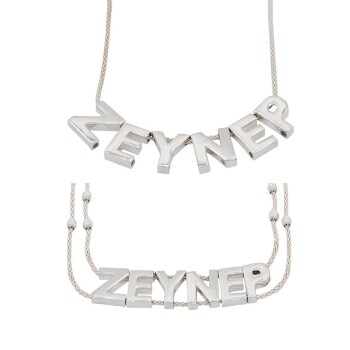 Gümüş Harfli İsimli Kolye Bileklik Set - Kamer Gümüş