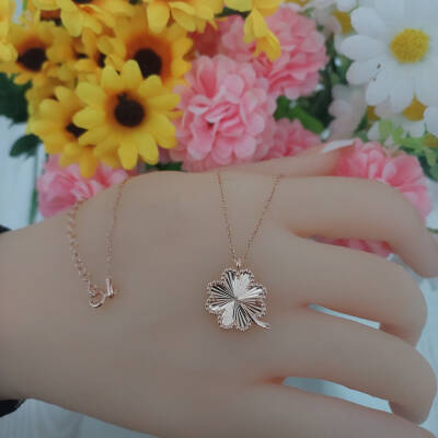Gümüş Kalemli Kalpli Yonca Kolye - 9