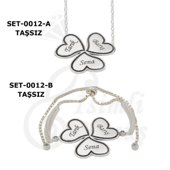 Gümüş Kalpli İsimli Kolye Bileklik Set - Kamer Gümüş