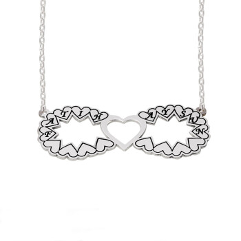 Gümüş Kalpli Tasarım Sonsuzluk İsimli Kolye - Kamer Gümüş