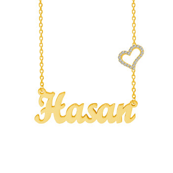 Gümüş Kalpli Tek İsimli Kolye - 3