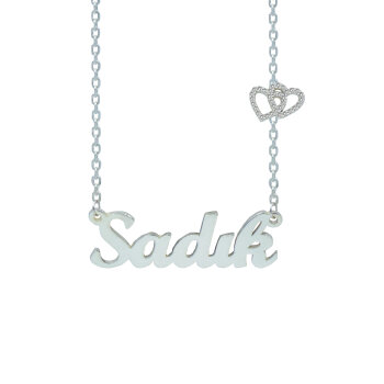 Gümüş Kalpli Tek İsimli Kolye - 2