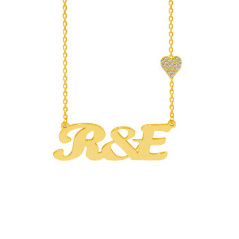 Gümüş Kalpli Tek İsimli Kolye - 5