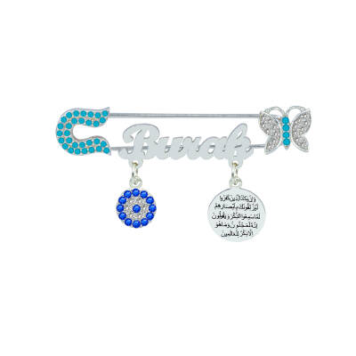 Gümüş Kelebekli Nazar Duası İsimli Bebek İğnesi - 2