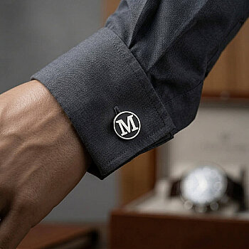 Gümüş Kişiye Özel Harfli Kol Düğmesi - Kamer Gümüş