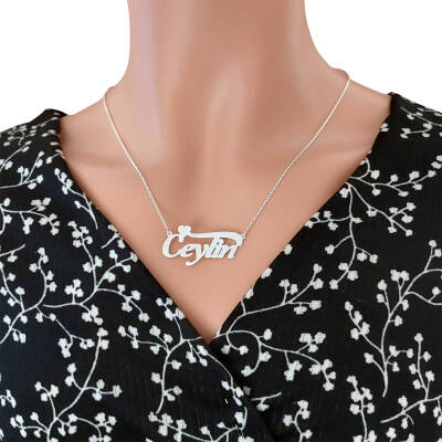 Gümüş Kişiye Özel Kalpli İsimli Kolye - 8
