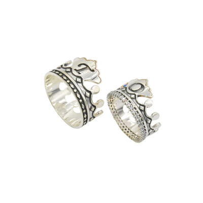 Gümüş Kral Kraliçe İsimli Çift Yüzük Alyans - Kamer Gümüş