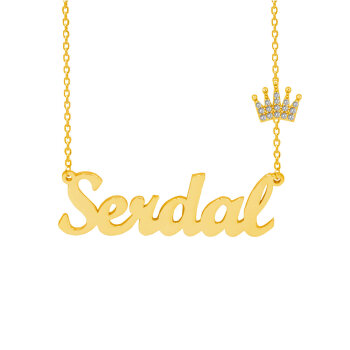 Gümüş Kral Taçlı İsimli Kolye - 1
