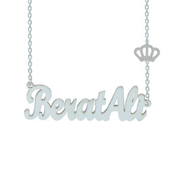 Gümüş Kral Taçlı İsimli Kolye - 4
