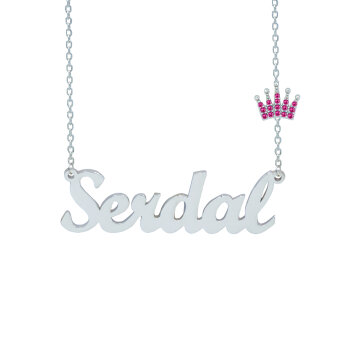 Gümüş Kral Taçlı İsimli Kolye - 2