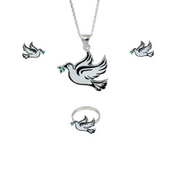 Gümüş Kuşlu Dörtlü Bayan Set - Kamer Gümüş