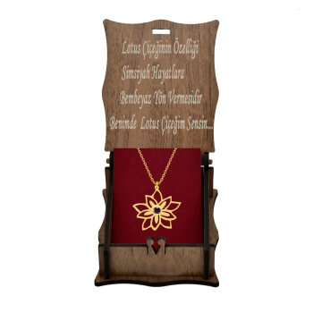 Gümüş Doğum Taşlı Lotus Çiçeği Kolye - 8