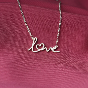 Gümüş Love Yazılı Kolye - 2