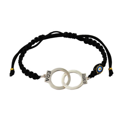 Gümüş Makrome İpli Kelepçe İsimli Bileklik - Kamer Gümüş