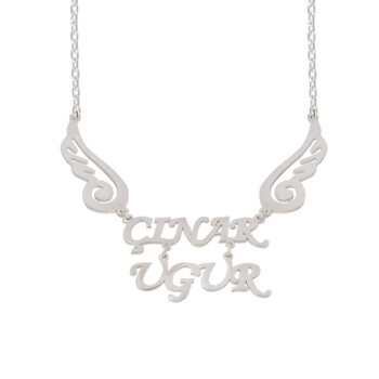 Gümüş Melek Kanatlı 2 İsimli Kolye - Kamer Gümüş