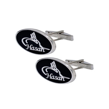 Gümüş Mineli Tuğralı İsimli Kol Düğmesi - Kamer Gümüş