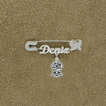 Gümüş Nali Şerif İsimli Bebek Yaka İğnesi - 3