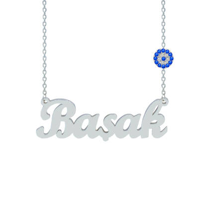 Gümüş Nazar Boncuklu İsimli Kolye - 4
