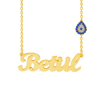 Gümüş Nazar Boncuklu İsimli Kolye - 3