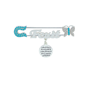 Gümüş Nazar Duası Erkek İsimli Bebek İğnesi - 2
