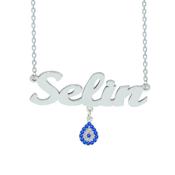 Gümüş Nazarlık Sallantılı İsimli Kolye - 2