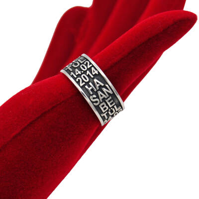 Gümüş Oymalı İsimli Tarihli Çift Alyans - 2