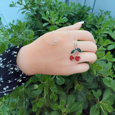 Gümüş Özel Tasarım Kiraz Kolye - 5
