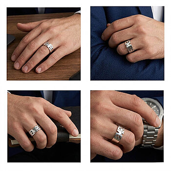 Gümüş Özel Tasarım Oymalı İsimli Yüzük - 3