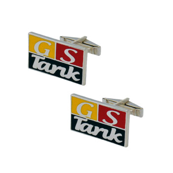 Gümüş Sarı Kırmızı Mineli İsimli Kol Düğmesi - Kamer Gümüş