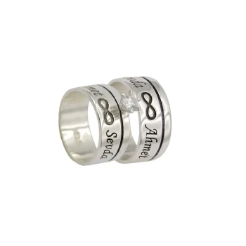 Gümüş Sonsuzluk İsimli Çift Yüzük - Kamer Gümüş