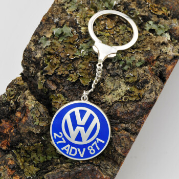 Gümüş Volkswagen Logolu Mineli İsimli Anahtarlık - 2