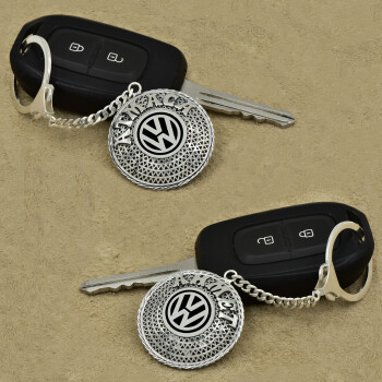 Gümüş Volkswagen Logolu Telkari İsimli Anahtarlık - 2