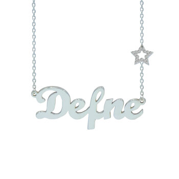 Gümüş Yıldız Tasarımlı İsimli Kolye - 2