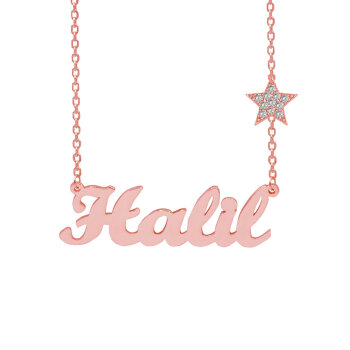 Gümüş Yıldız Tasarımlı İsimli Kolye - 5