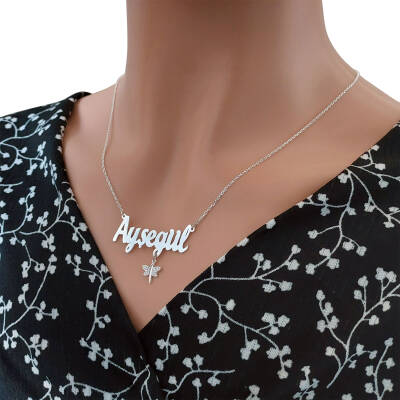 Gümüş Yusufçuk Tasarımlı İsimli Kolye - 4