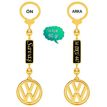 14 Ayar Altın Volkswagen Logolu İsimli Anahtarlık - Kamer Gümüş